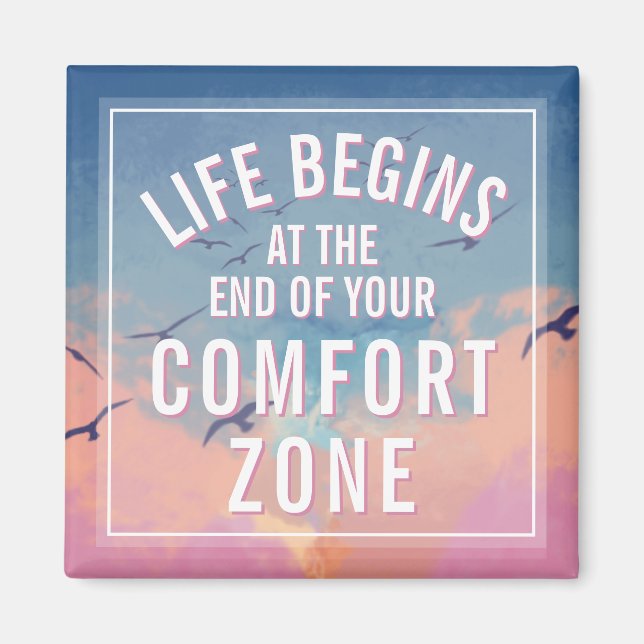 Imán La vida comienza en la cita motivacional inspirado (Frente)