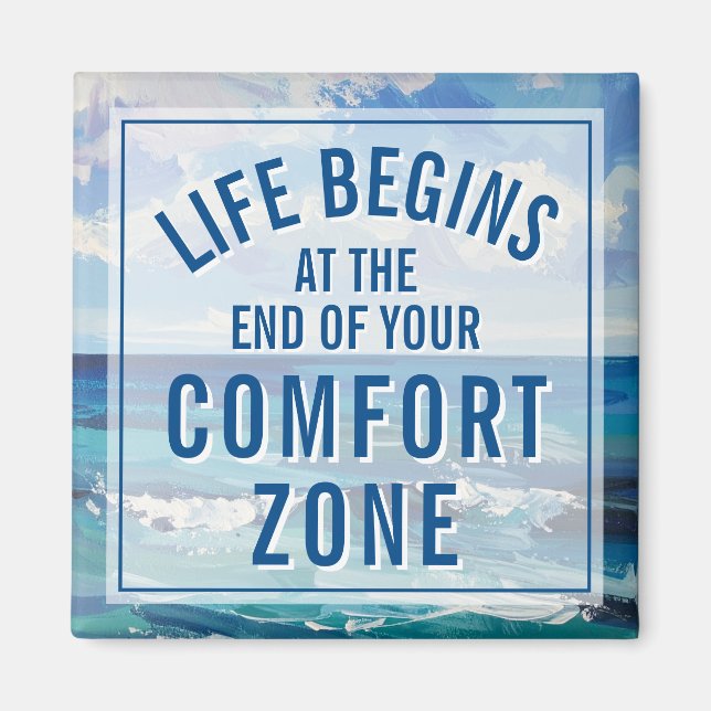 Imán La vida comienza en la cita motivacional inspirado (Frente)