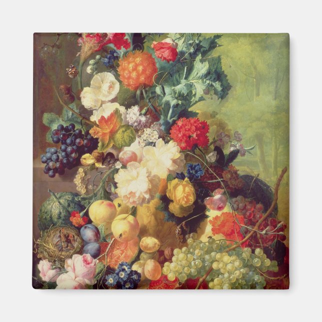 Imán La vida con flores y fruta (Frente)