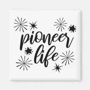 Imán La vida del pionero caligrafía espumosa blanco y 