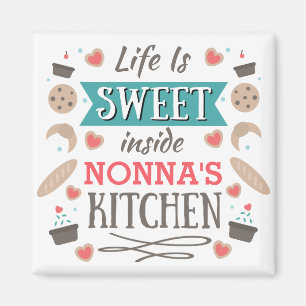 Imán La vida es la cocina de Nonna interior dulce