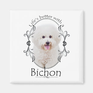 Imán La vida es mejor Bichon Magnet