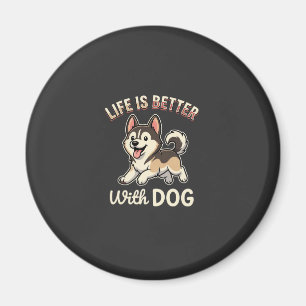 Imán La vida es mejor con caricaturas de perros