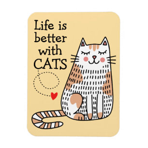 Imán La vida es mejor con gatos Doodle