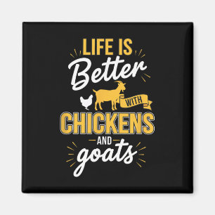 Imán La vida es mejor con granja de pollos y cabras div