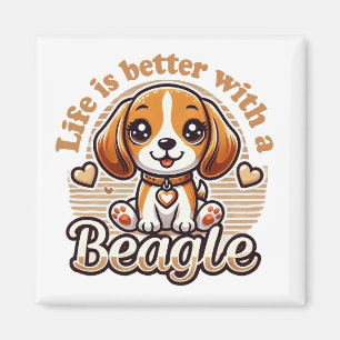 Imán La vida es mejor con un Beagle - Beagle Cute