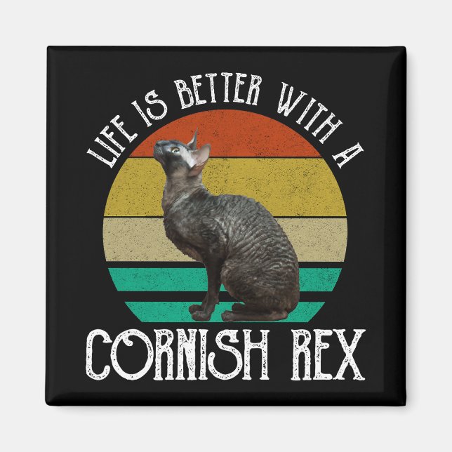 Imán La vida es mejor con un Cornish Rex (Frente)