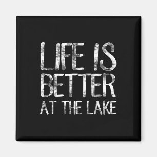 Imán La vida es mejor en el lago divertido camping pesc