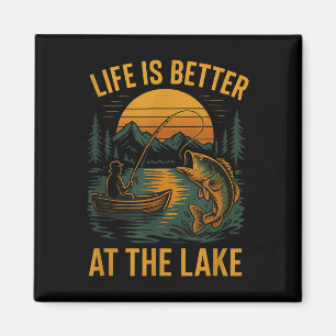 Imán La vida es mejor en el lago – Naturaleza de pesca