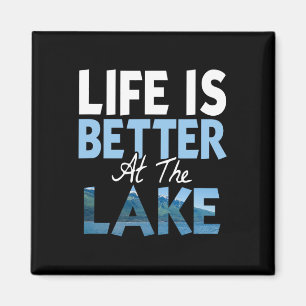 Imán La vida es mejor en el lago Pesca en bote