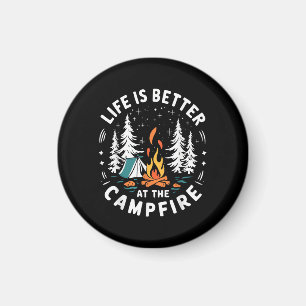 Imán La vida es mejor en la fogata Divertido camping