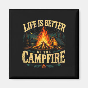 Imán La vida es mejor en la fogata divertido rv campame