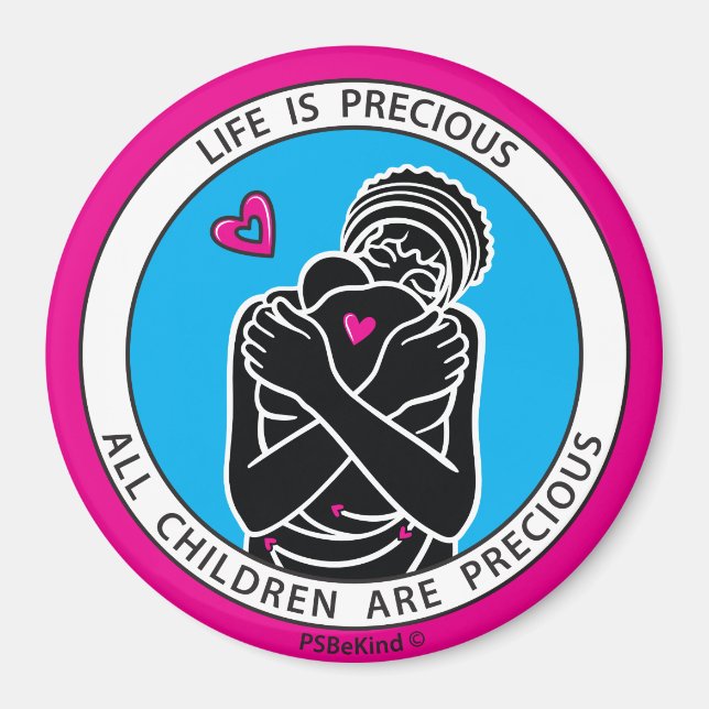 Imán La Vida Es Precioso 3 Pink_3" Redondo Magnet (Frente)