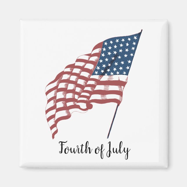 Imán La vieja bandera patriotica estadounidense ondeand (Frente)