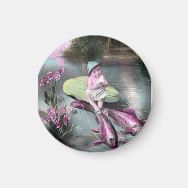 Imán La vieja postal francesa del Día de los Inocentes