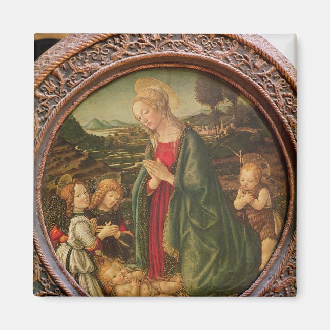 Imán La Virgen Adorando al Niño Cristo (Frente)