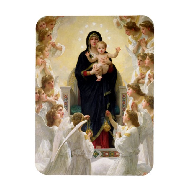 Imán La Virgen con los ángeles - William-Adolphe Bougue (Vertical)