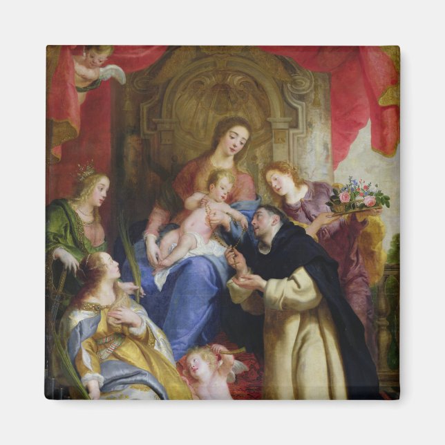 Imán La Virgen que ofrece el Rosario (Frente)