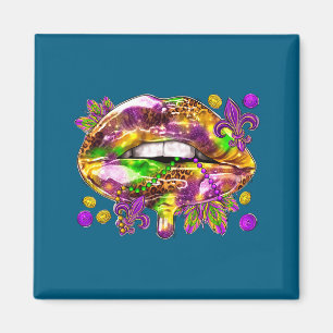 Imán Labios de Camiseta Carnaval de Mardi Gras Gordo
