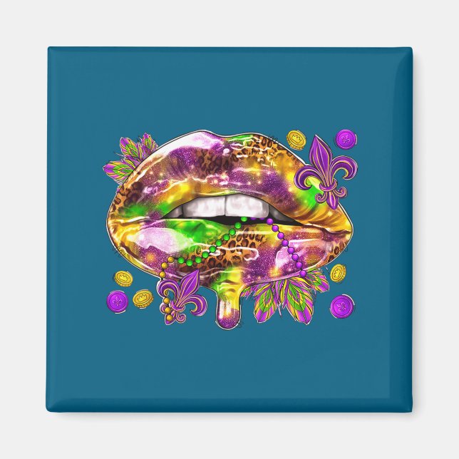 Imán Labios de Camiseta Carnaval de Mardi Gras Gordo (Frente)
