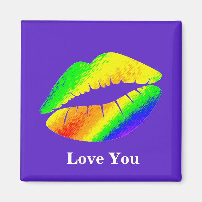 Imán Labios de Colores de Arcoíris (Frente)
