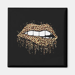 Imán Labios Fríos Mordisco Bésame Estampado de Leopardo