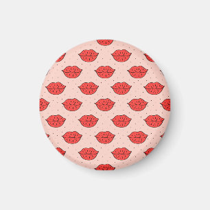 Imán labios personalizados: patrón de doodle feminista.