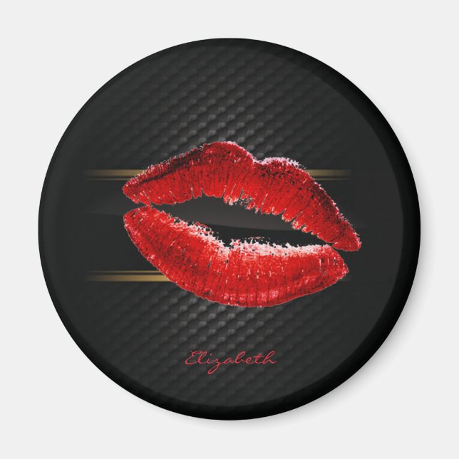 Imán Labios Rojos Brillantes de Estilo Moderno, Persona (Frente)