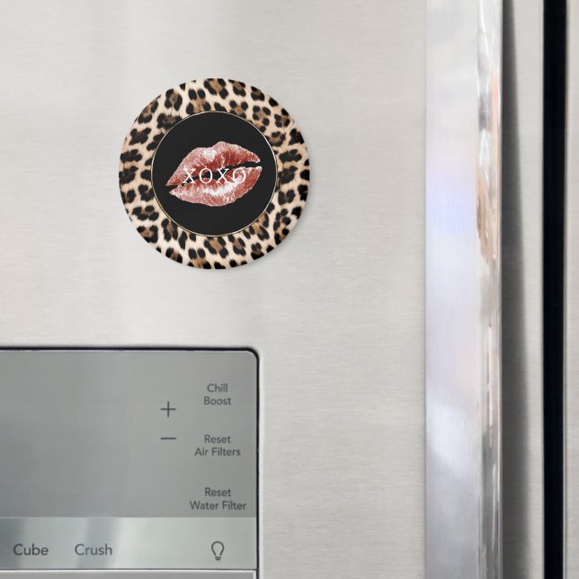 Imán Labios Rojos Estampado de Leopardo XOXO (In situ (nevera))