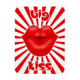 Imán Labios rojos rayos solares beso grande