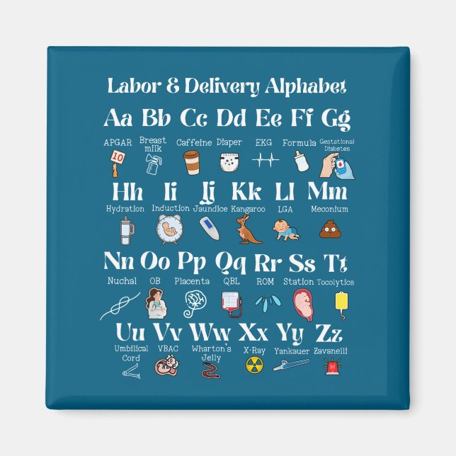 Imán Labor And Delivery Alphabet Nurse New Nurse Gradua (Frente)