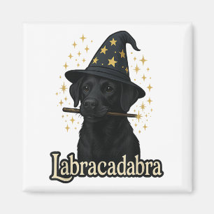 Imán Labracadabra Funny Black Lab Wizard Halloween