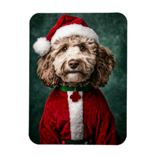 Imán Labradoodle en traje de Navidades festivos