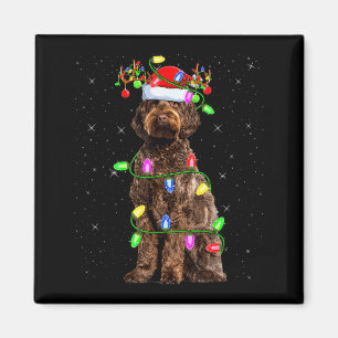 Imán Labradoodle Perro Navidad Luces Santa Labradoodle