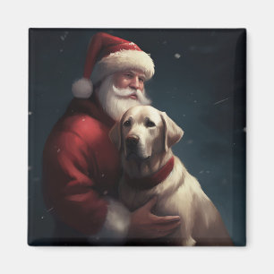 Imán Labrador con Navidades festivos de Santa Claus