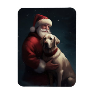 Imán Labrador Con Santa Claus Navideño Festivo