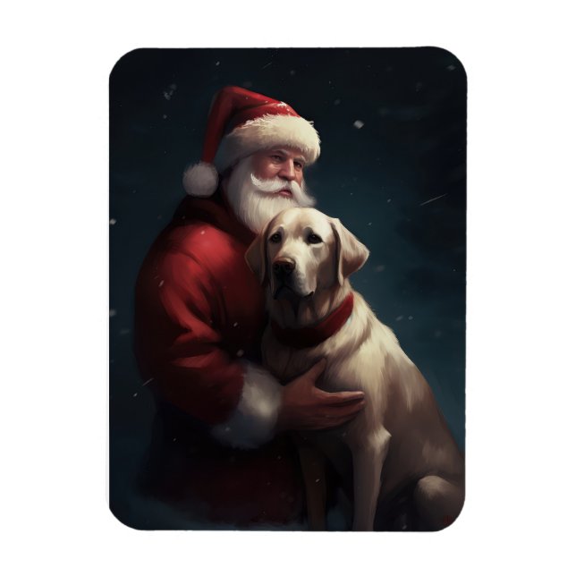 Imán Labrador Con Santa Claus Navideño Festivo  (Vertical)