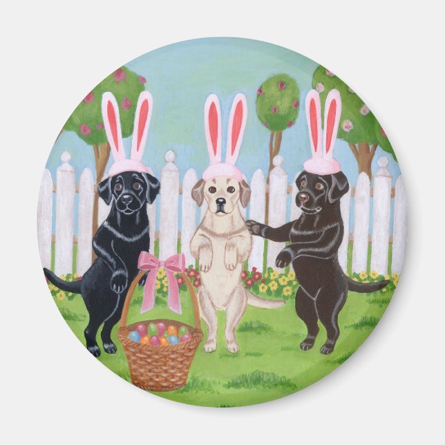 Imán ¡¡¡Labrador, conejitos de Pascua!!! (Frente)