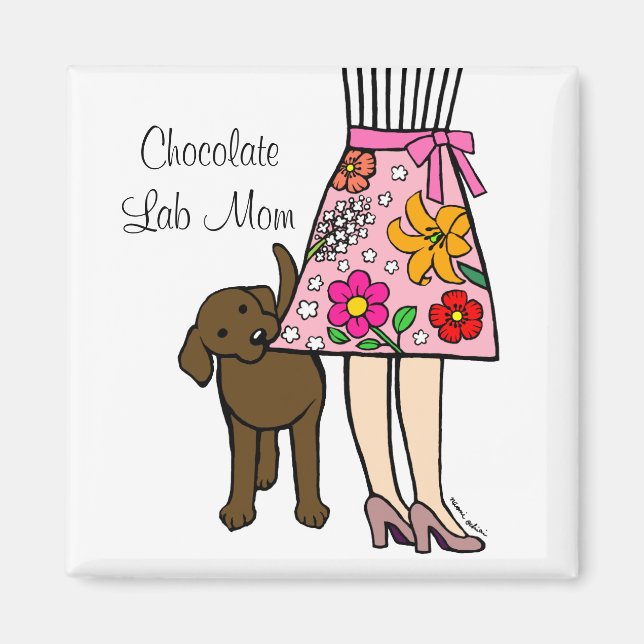 Imán Labrador de chocolate y Personalizado de falda de  (Frente)