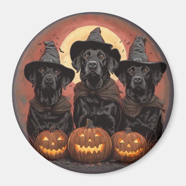Imán Labrador de Halloween perro Gorras de brujas (Frente)
