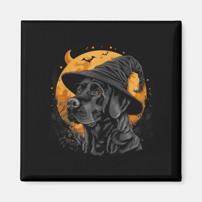 Imán Labrador Halloween Divertido Perro Negro Lindo Lab (Frente)