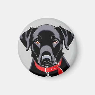 Imán Labrador negro con collar rojo