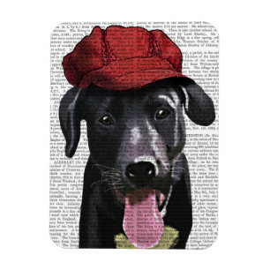 Imán Labrador negro con tapa roja