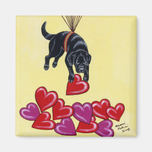 Imán Labrador negro que recoge AMOR