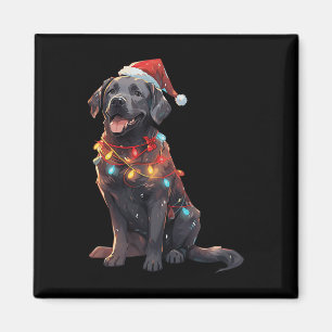 Imán Labrador negro recuperador Santa Hat Navidades luz