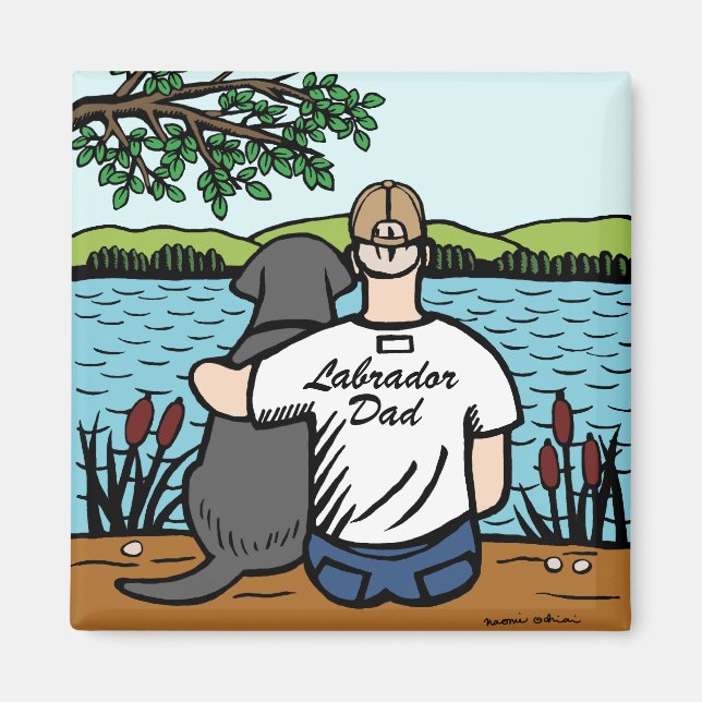 Imán Labrador negro y papá (Frente)