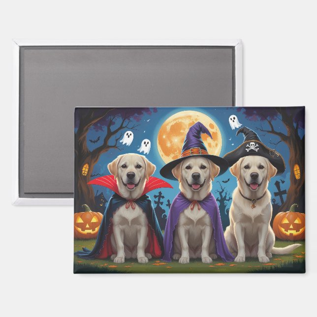 Imán Labrador perros calabaza Halloween es gracioso (Anverso/Reverso)