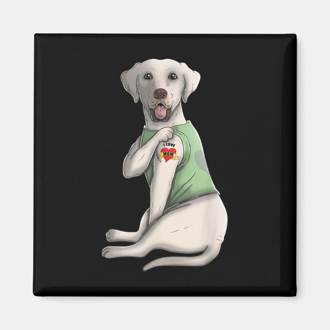 Imán Labrador Recuperador Amo A Mamá Tattoo Perro graci (Frente)