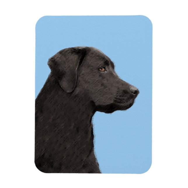 Imán Labrador recuperador pintura negra original de per (Vertical)