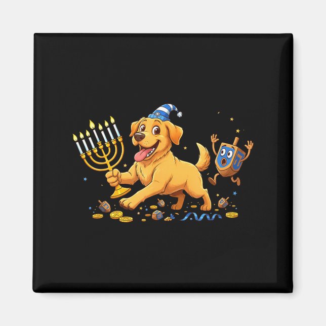 Imán Labrador Retriever Dreidel Menorah Hanukkah Kids W (Frente)